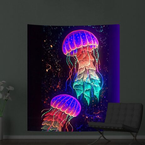 Jellyfish Psychedelic Fluorescent Tapestry Home Decoration