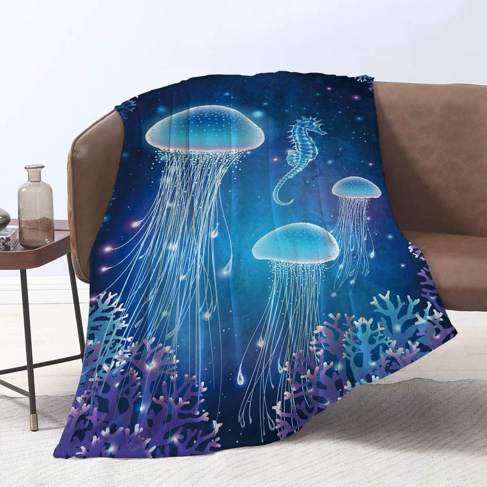 Jellyfish Flannel Throw Blanket The Jellyfish Store