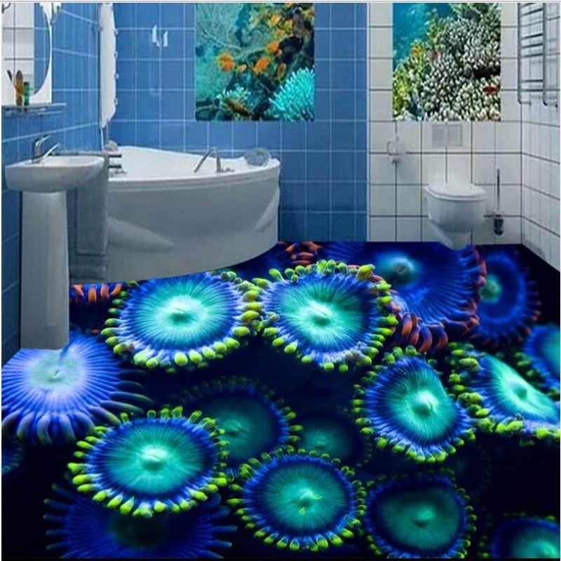 3D Jellyfish PVC Floor and Background Wallpaper