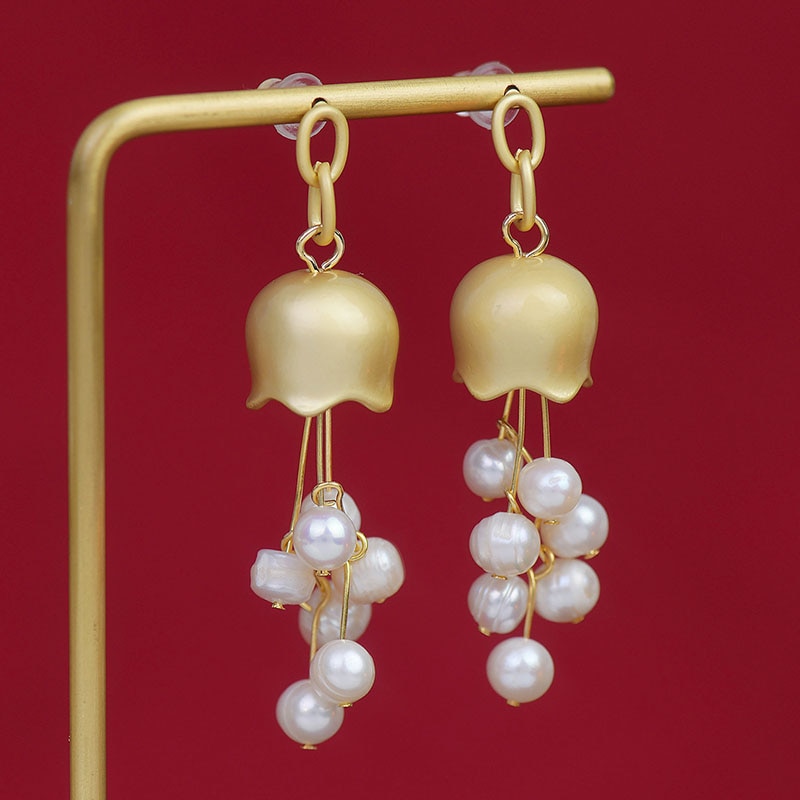 Jellyfish Tassel Natural Freshwater Pearl Earrings