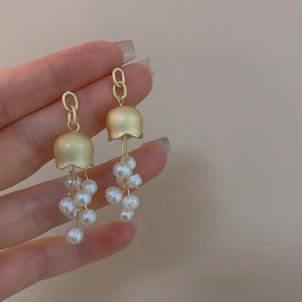 Jellyfish Tassel Natural Freshwater Pearl Earrings - Image 5