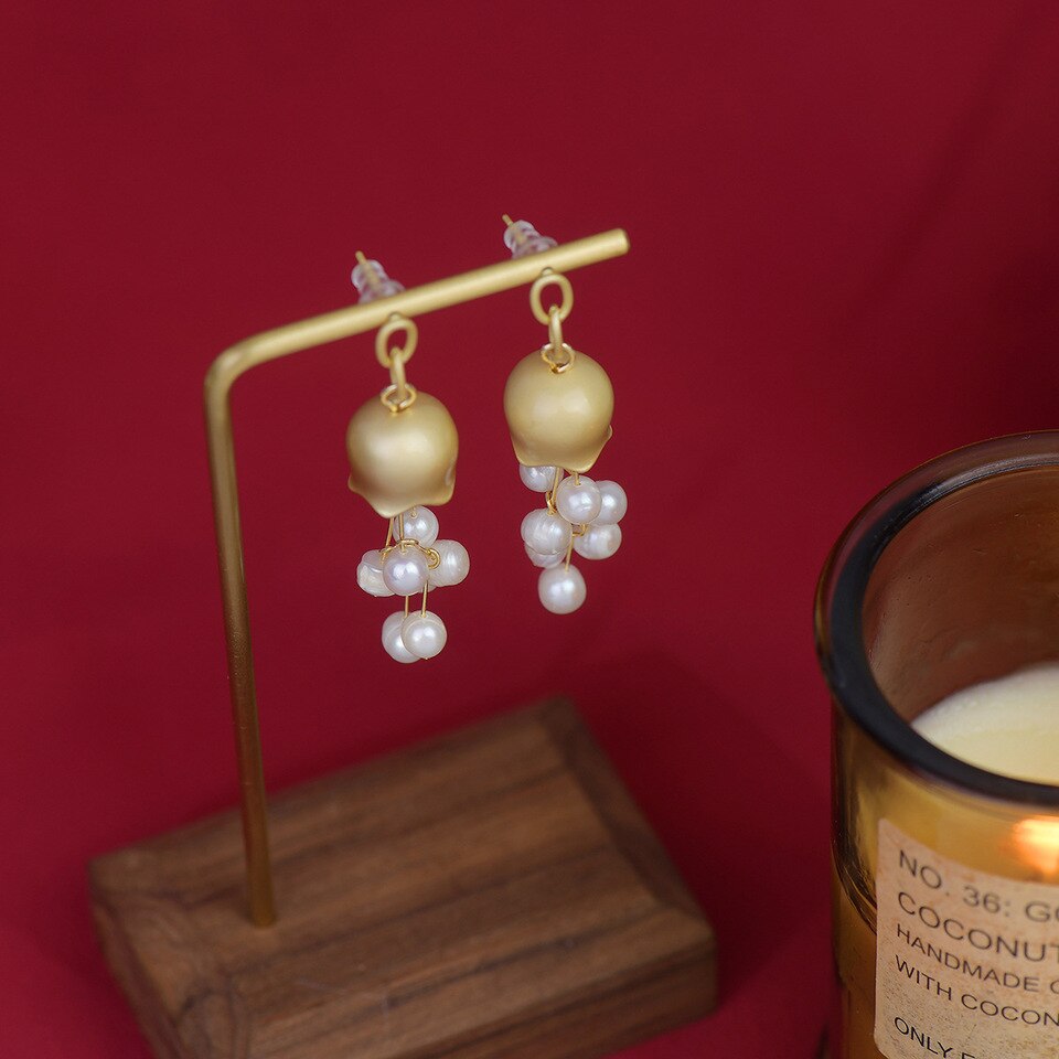 Jellyfish Tassel Natural Freshwater Pearl Earrings - Image 2