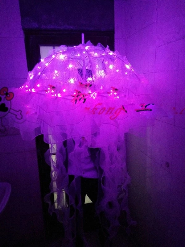LED Jellyfish Umbrella - Pink / Lavender or White - Perfect For Stage Performances, Nightclubs, Gogo Costumes, and Halloween - Image 2